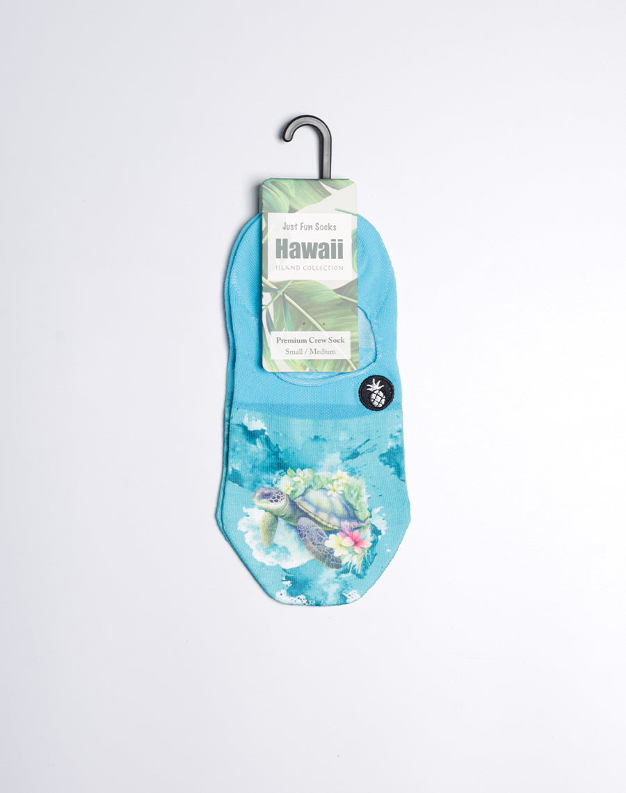 Blossom Sea Turtle Voyage Printed No Show Socks