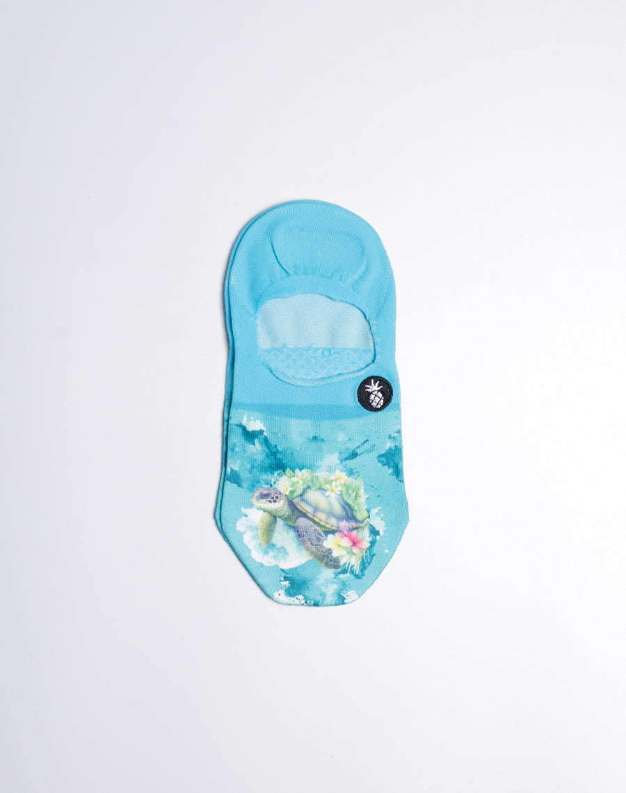 Blossom Sea Turtle Voyage Printed No Show Socks