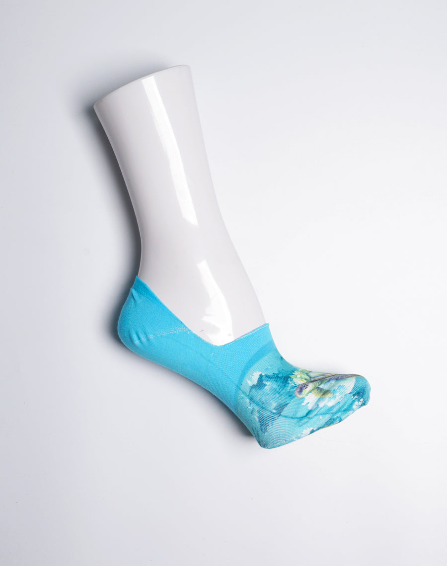 Blossom Sea Turtle Voyage Printed No Show Socks