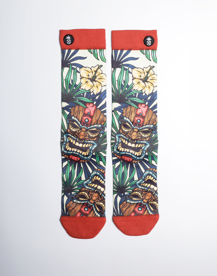 Tiki Tribe Floral Printed Multicolor Crew Socks