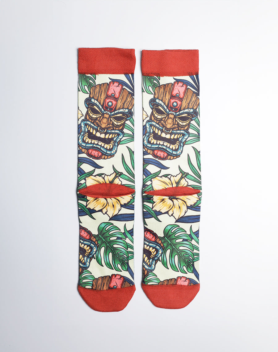 Tiki Tribe Floral Printed Multicolor Crew Socks