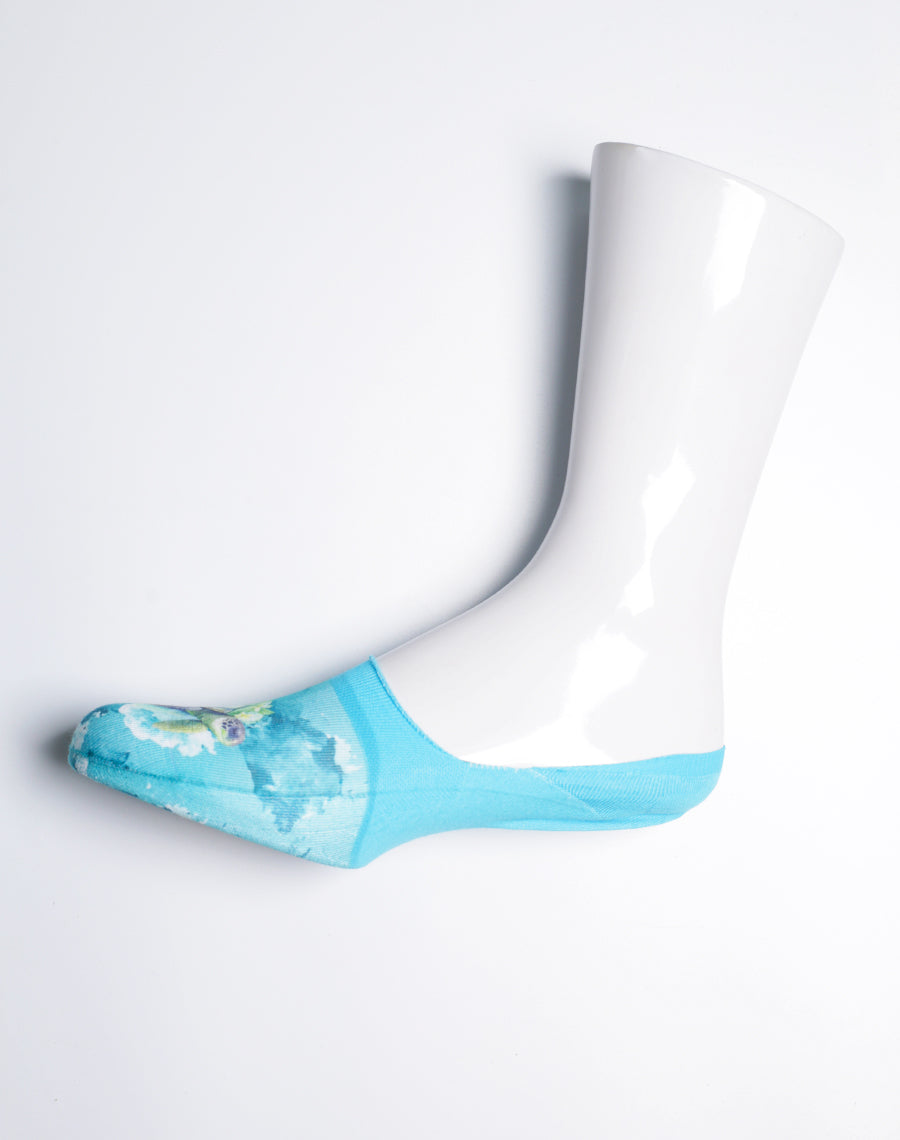 Blossom Sea Turtle Voyage Printed No Show Socks