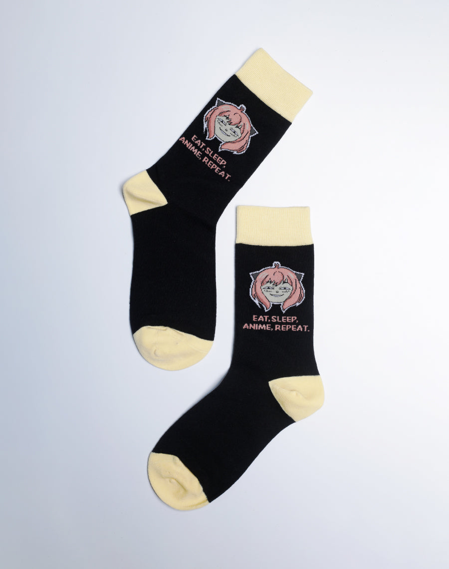 Black Color Anime Socks for Women - Just Fun Socks