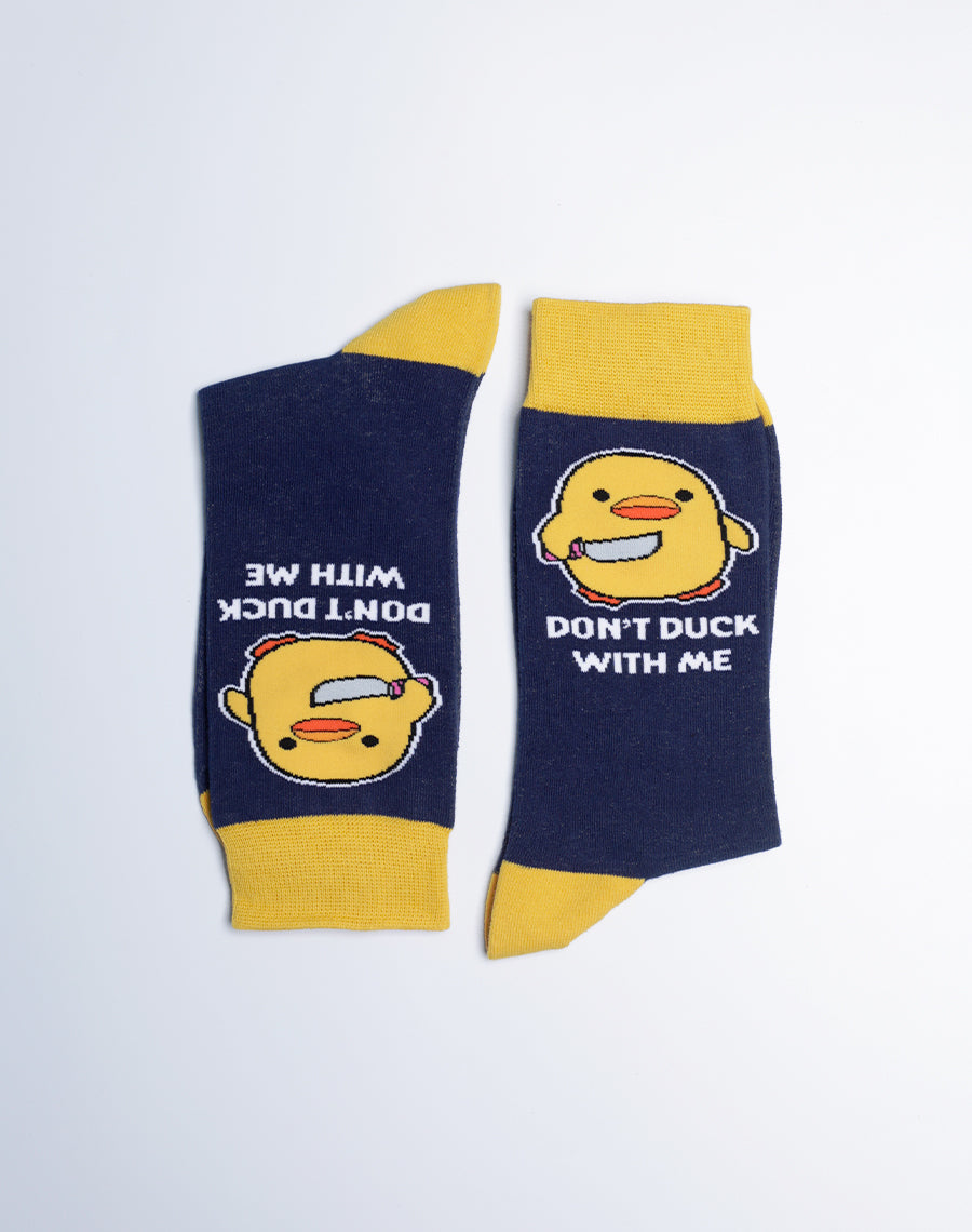 Dont Duck with Me - Cotton Made Navy Blue Color Socks