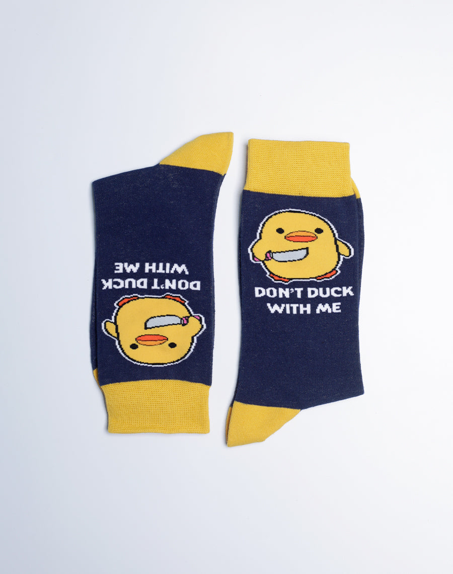 Dont Duck with Me - Cotton Made Navy Blue Color Socks 