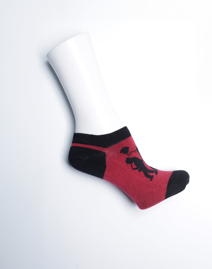 Burgundy Color No Show Street Jazz Socks for Men