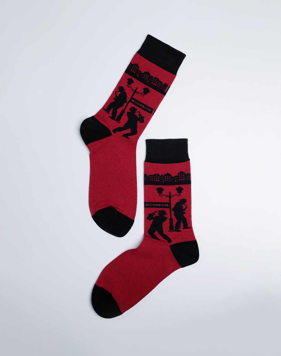 Burgundy Color - Bourbon Street Jazz Crew Socks