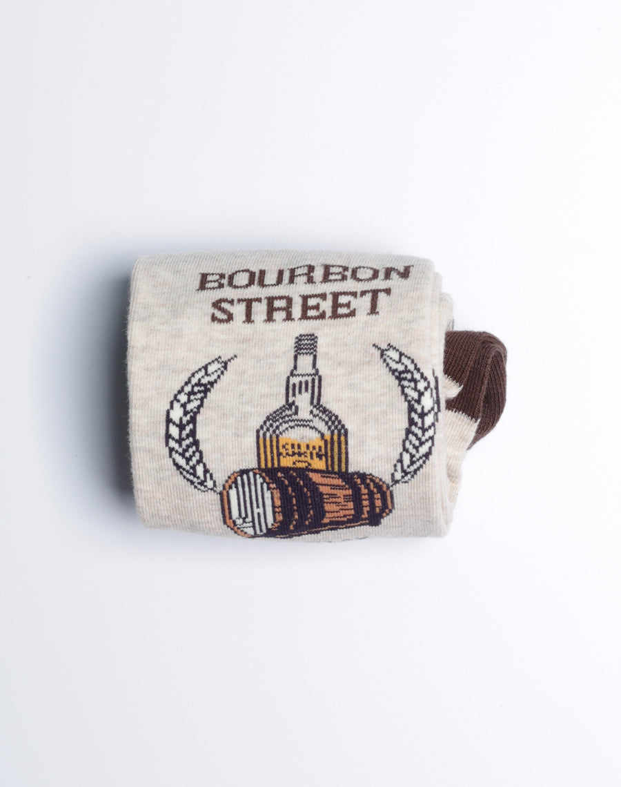 Oat Brown Crew Socks for Men - Bourbon New Orleans Brown Socks