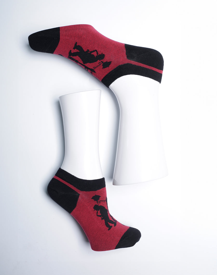 Burgundy Color No-Show Socks for Men - Cotton Made