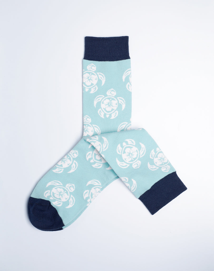 Women's Tribal Turtle Tropical Crew Socks - Cotton Made Socks