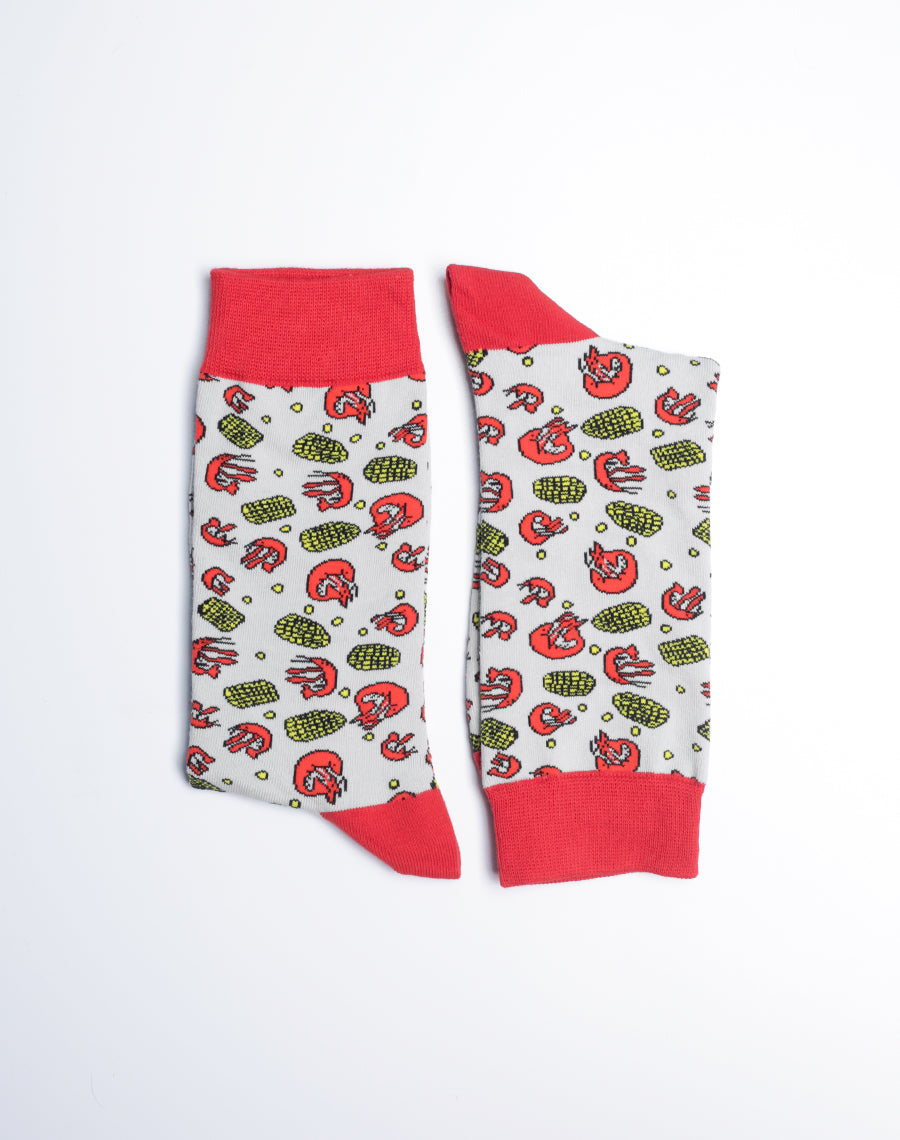 Socks for Men - Crawfish and Corn Funny Cotton Made socks