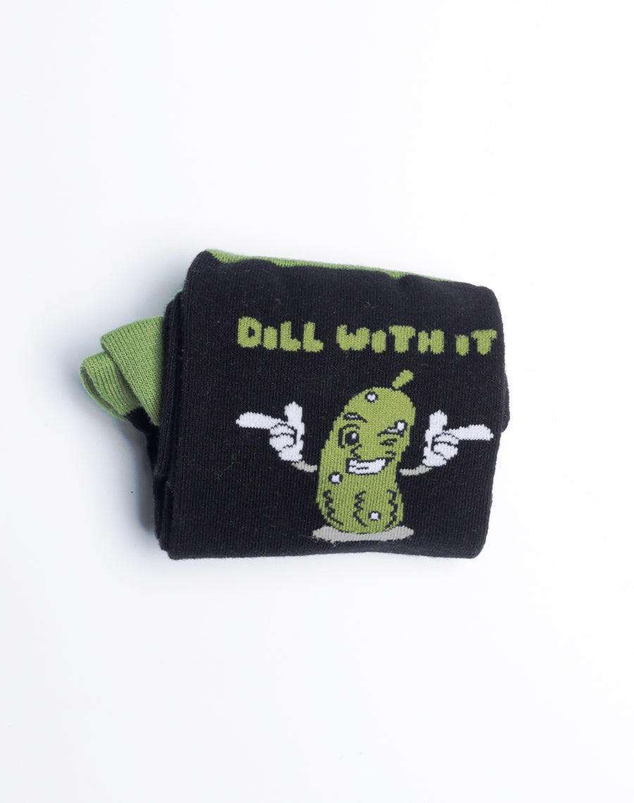 Folded Black Color - Dill with it - Funny socks with quotes for Men