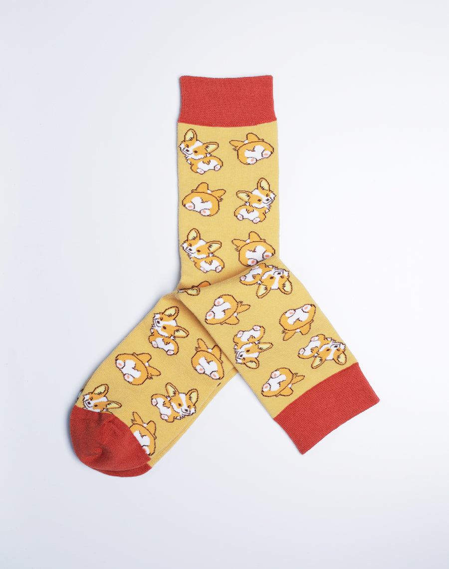 Corgi Print Crew Socks for Women - Cotton made
