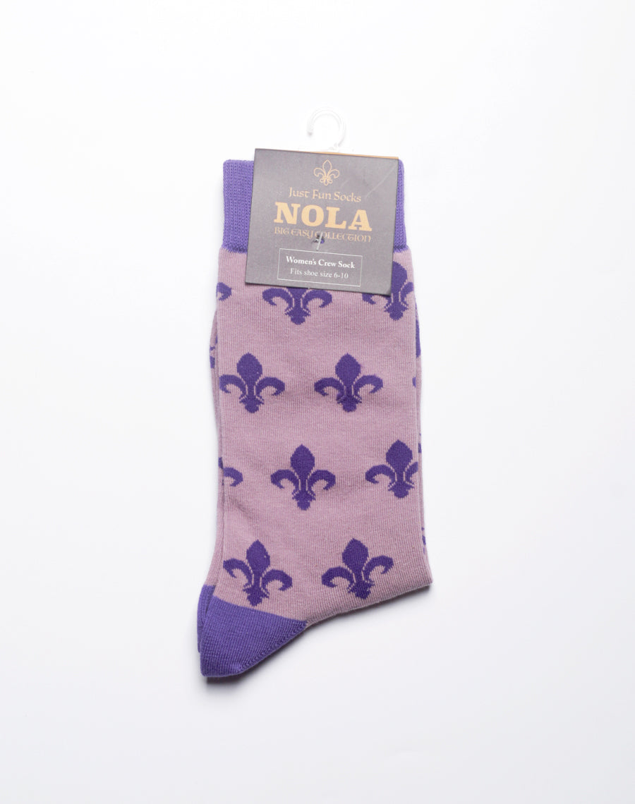 Elegant purple New Orleans themed socks for everyday wear