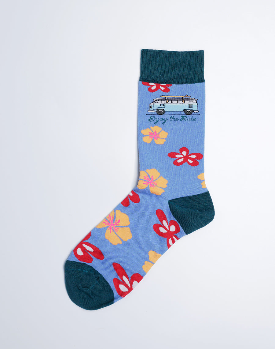 Womens Beach Socks - Purple Color Enjoy the Ride Novelty Socks