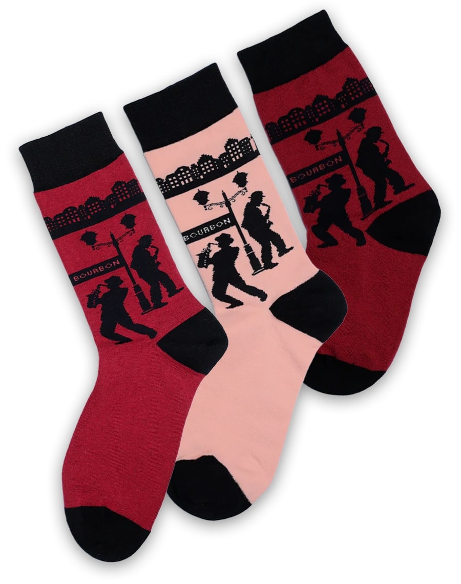 Family Bourbon Street Jazz Matching Crew Socks | 3-Pair Bundle