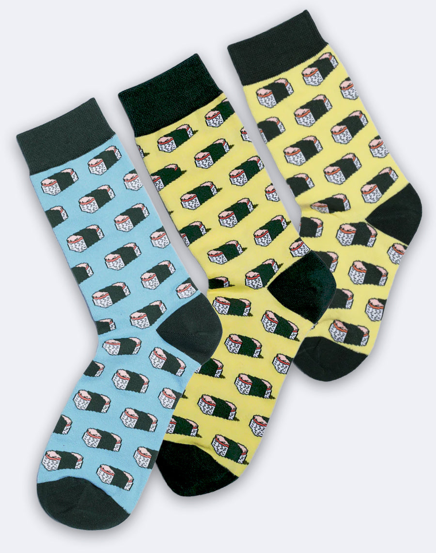 Family Spam Musubi Madness Matching Crew Socks | 3-Pair Bundle