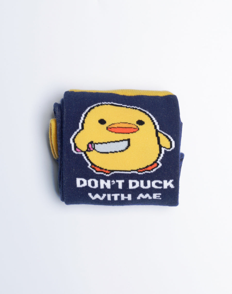 Crew Socks for Men - Dont Duck with Me Printed Navy Blue Color socks