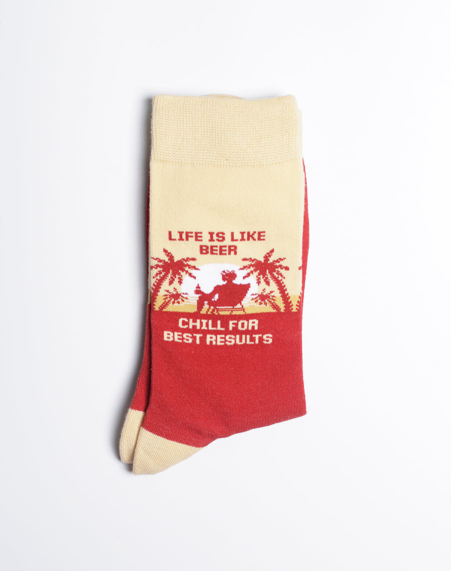 Men's Life Is Like Beer Chill For Best Results Crew Socks