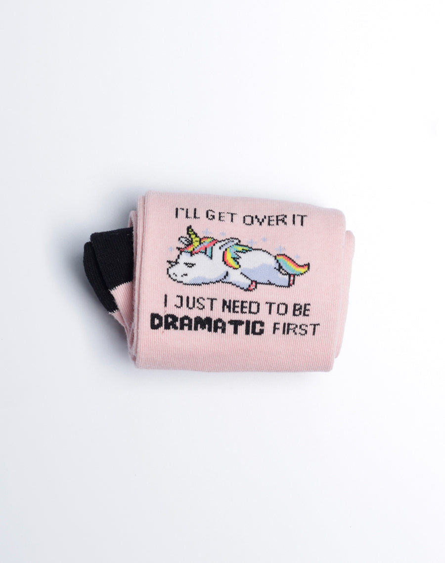 I just need to be dramaticc first funny printed socks with quotes - Pink color socks for women