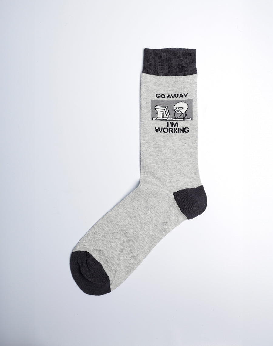 Go Away Im Working - Funny Socks for Entrepreneurs - Grey Color Socks for Men 