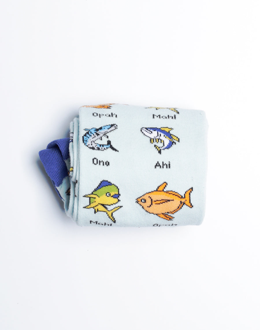 Folded Fish Printed Blue Color Socks for Men