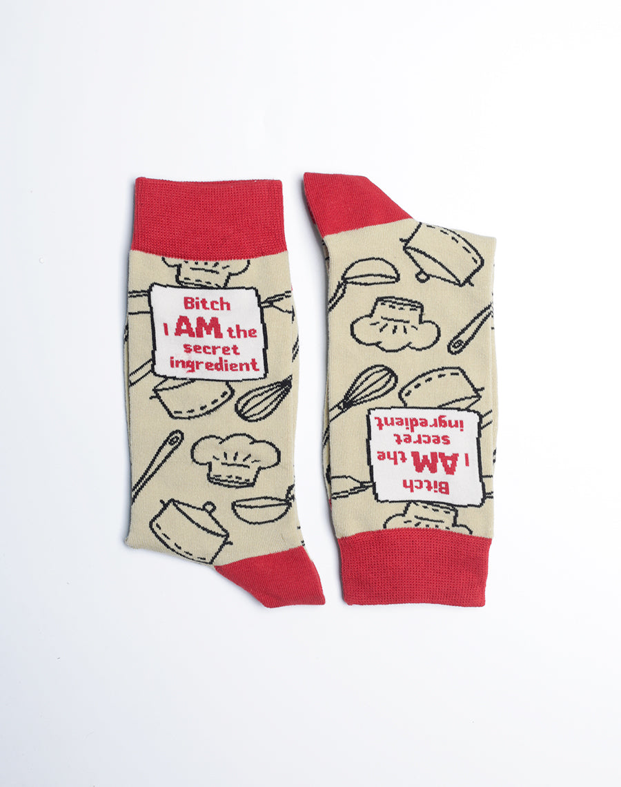 Sand Color Socks with Red Heels and Toes for women - Food Theme Hawaai Socks