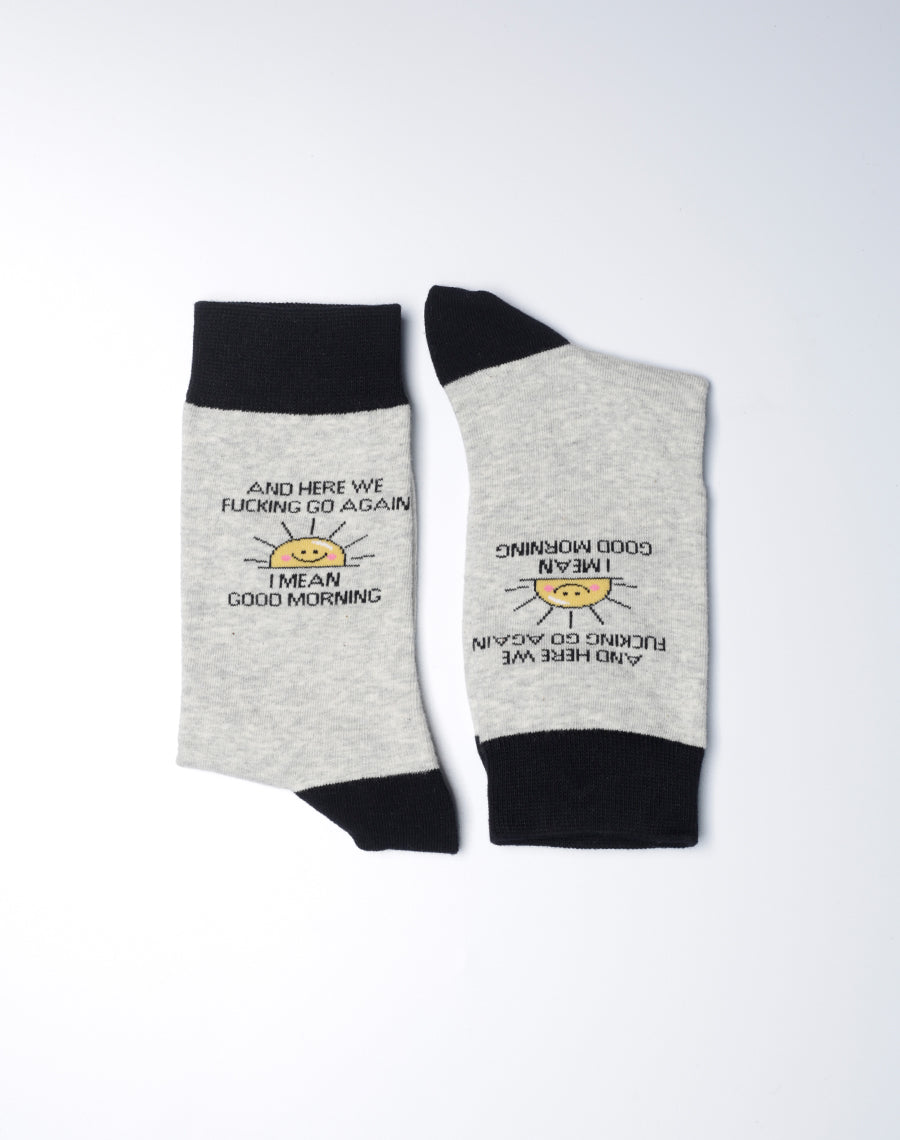 Cotton Made Funny Womens Socks - I mean Good morning Sun Printed socks