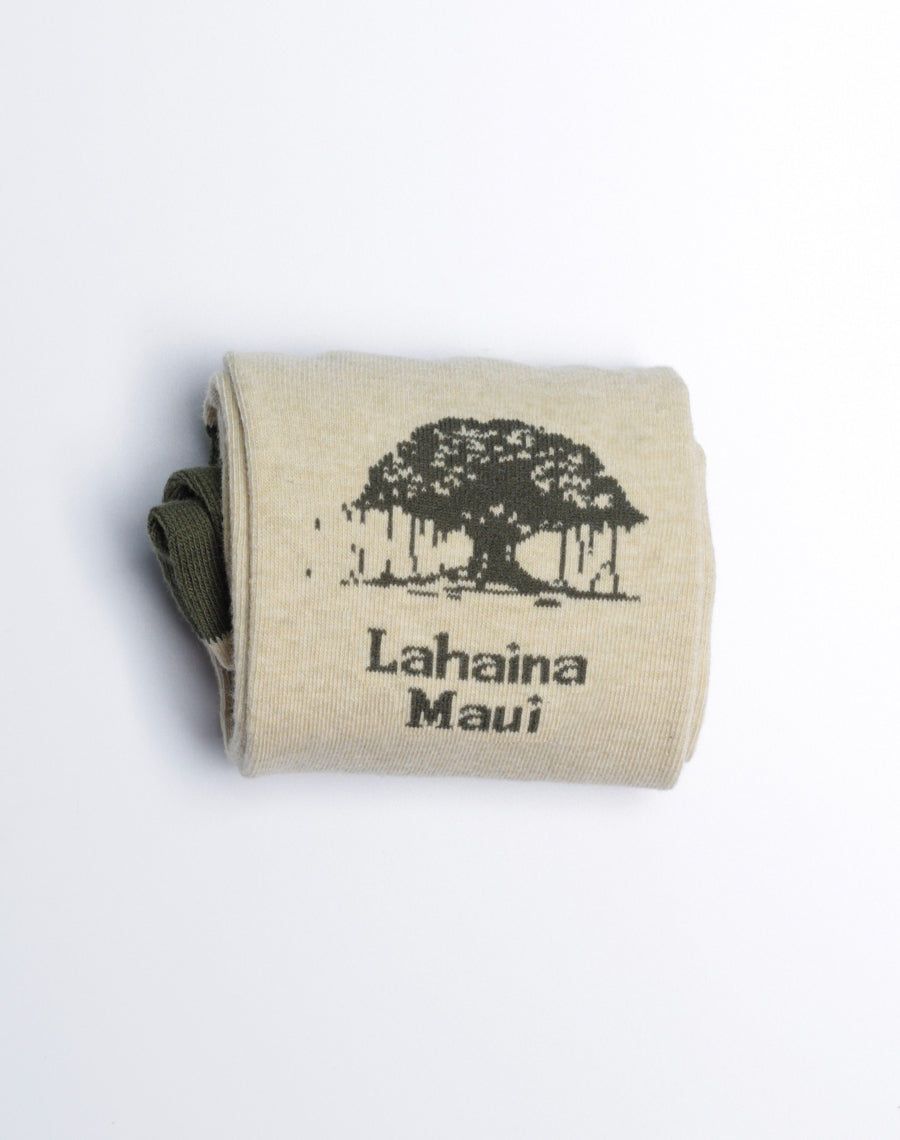 Lahaina Maui Banyan Printed Khaki Socks - Cotton made Socks