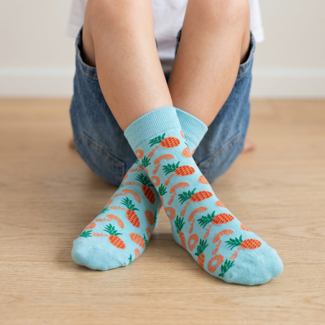 Kids Aloha Pineapple Tropical Crew Socks