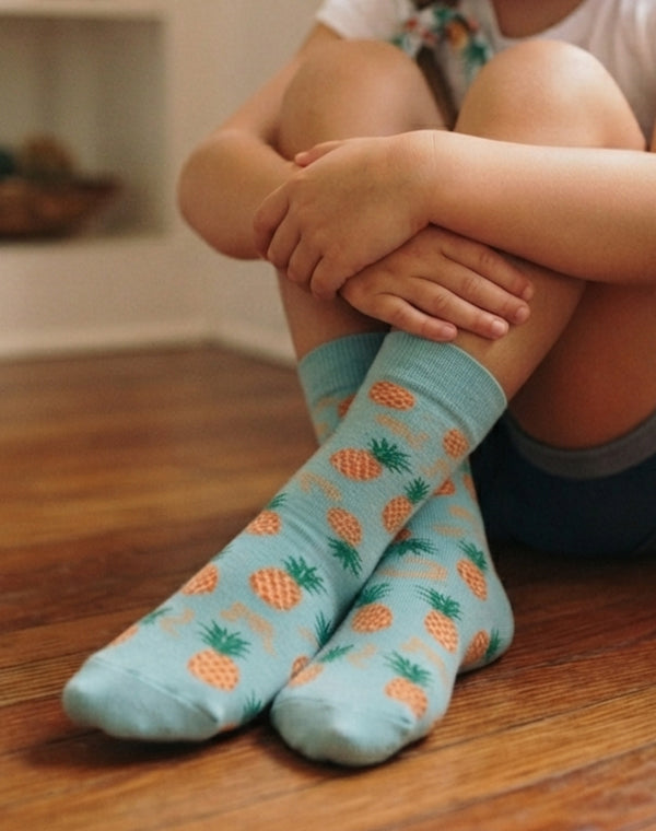 Kids Aloha Pineapple Tropical Crew Socks