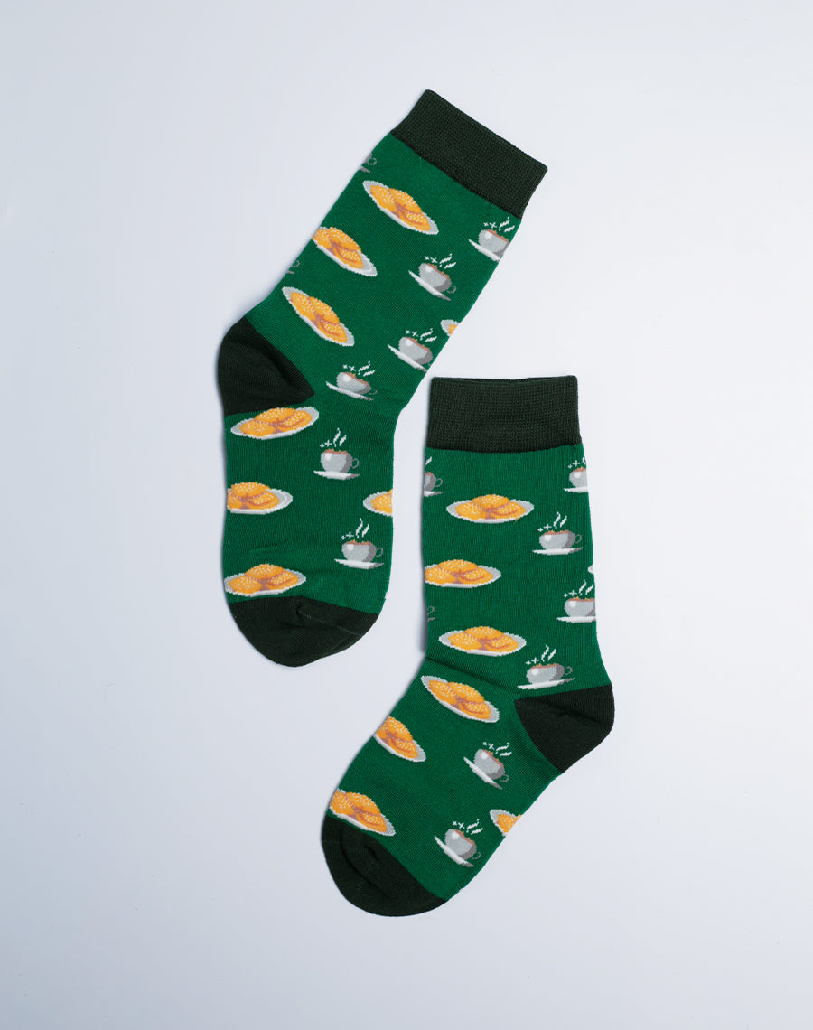 Printed Cotton Made Socks - Kids Beignet & Cocoa Crew Socks