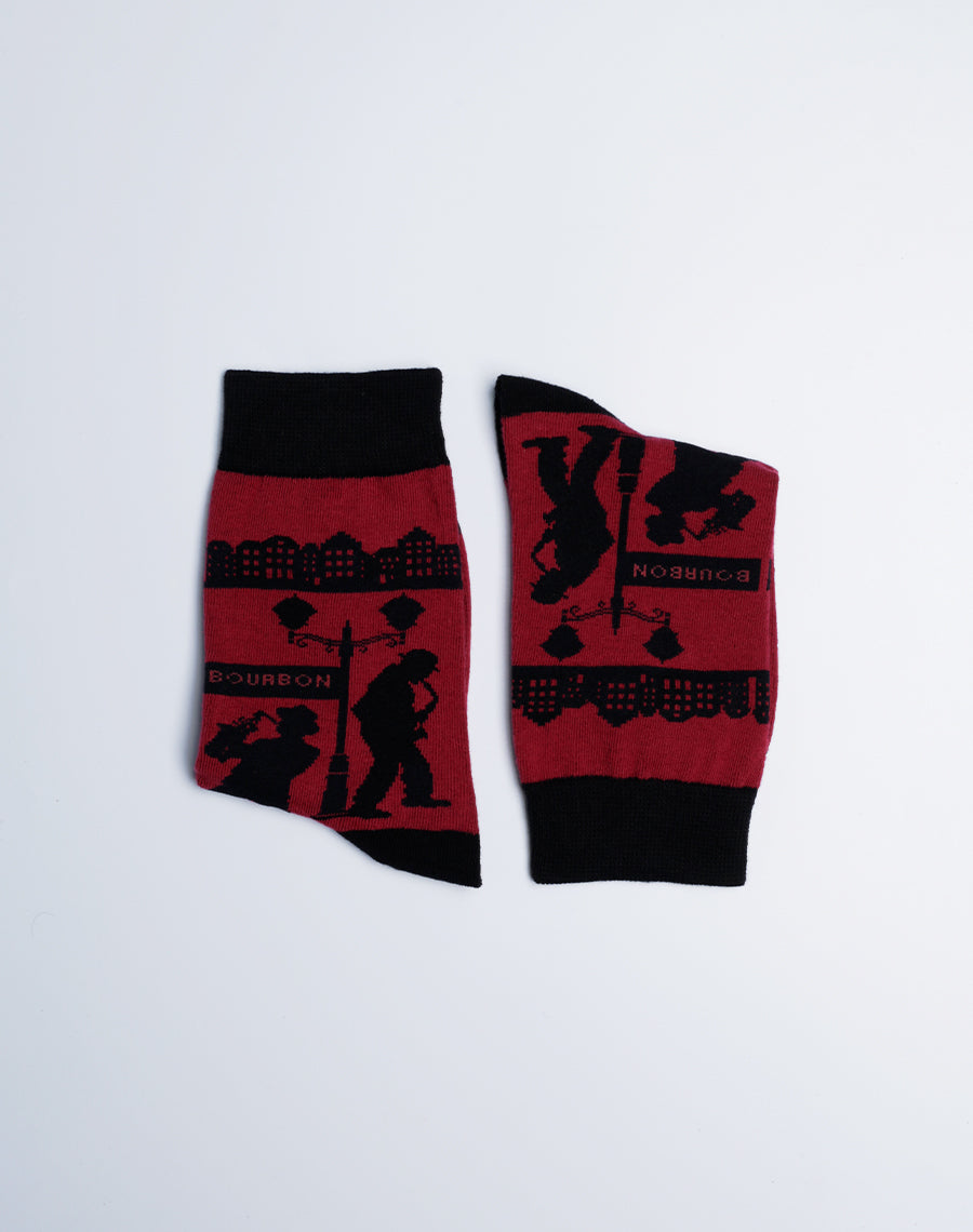 Kids Bourbon Street Jazz Crew Socks - Maroon Color cotton made socks