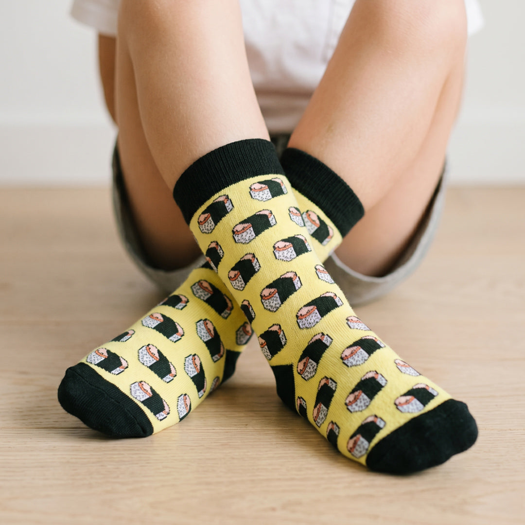 Kids Spam Musubi Hawaiian Crew Socks