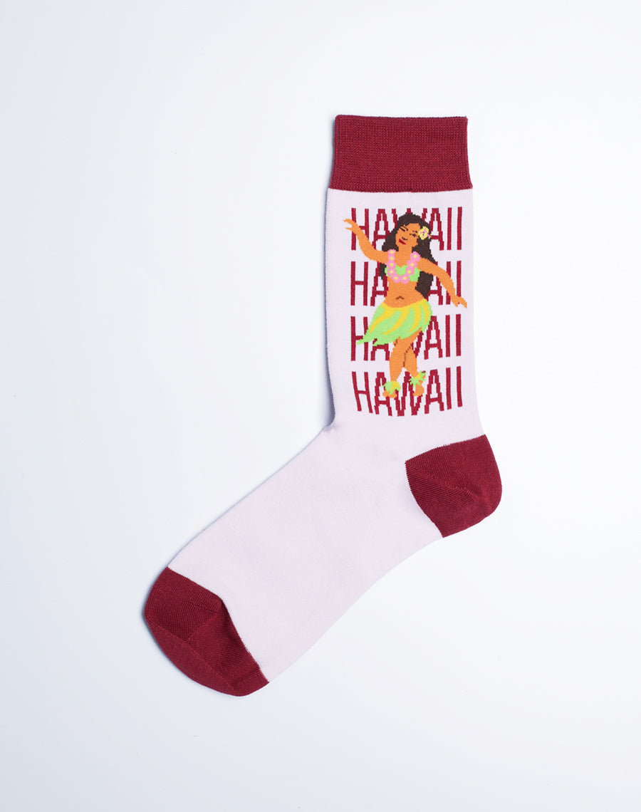 Light Pink Hawaii Dancer Printed Socks for Women