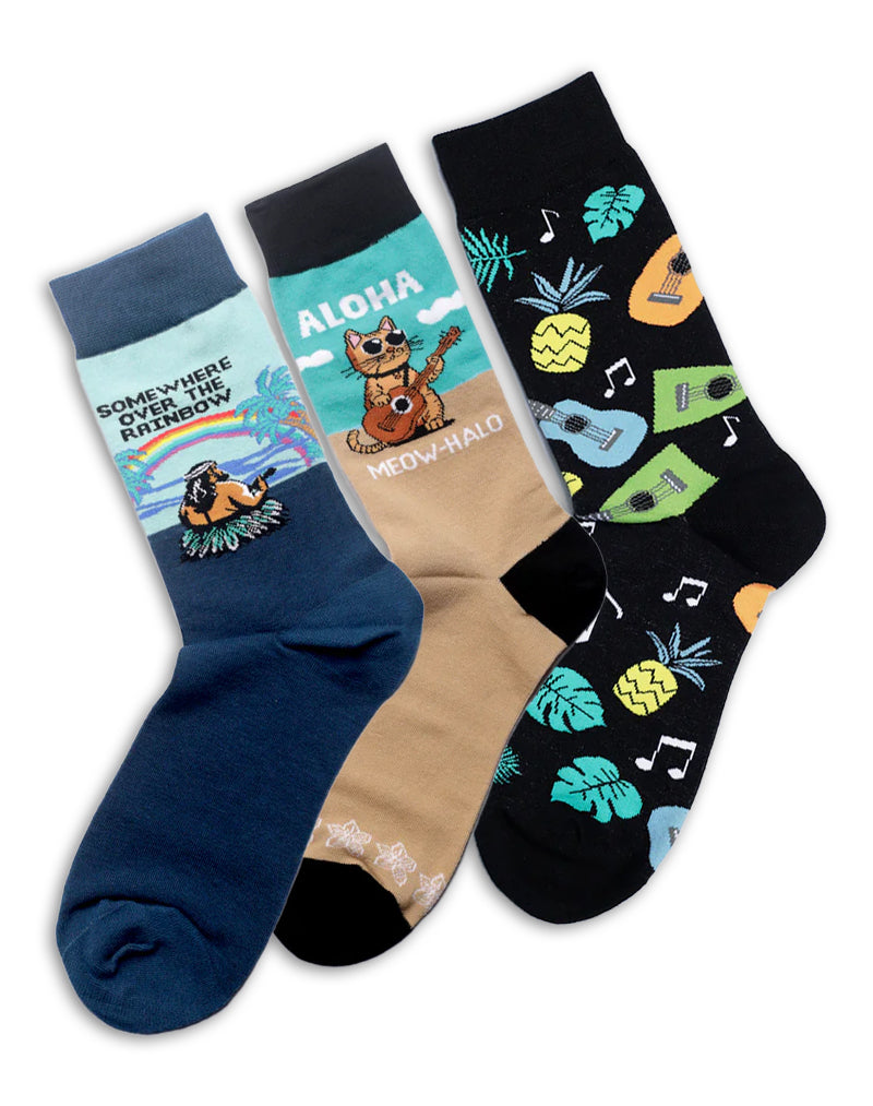 Men's Hawaiian Music Crew Socks | 3-Pair Bundle