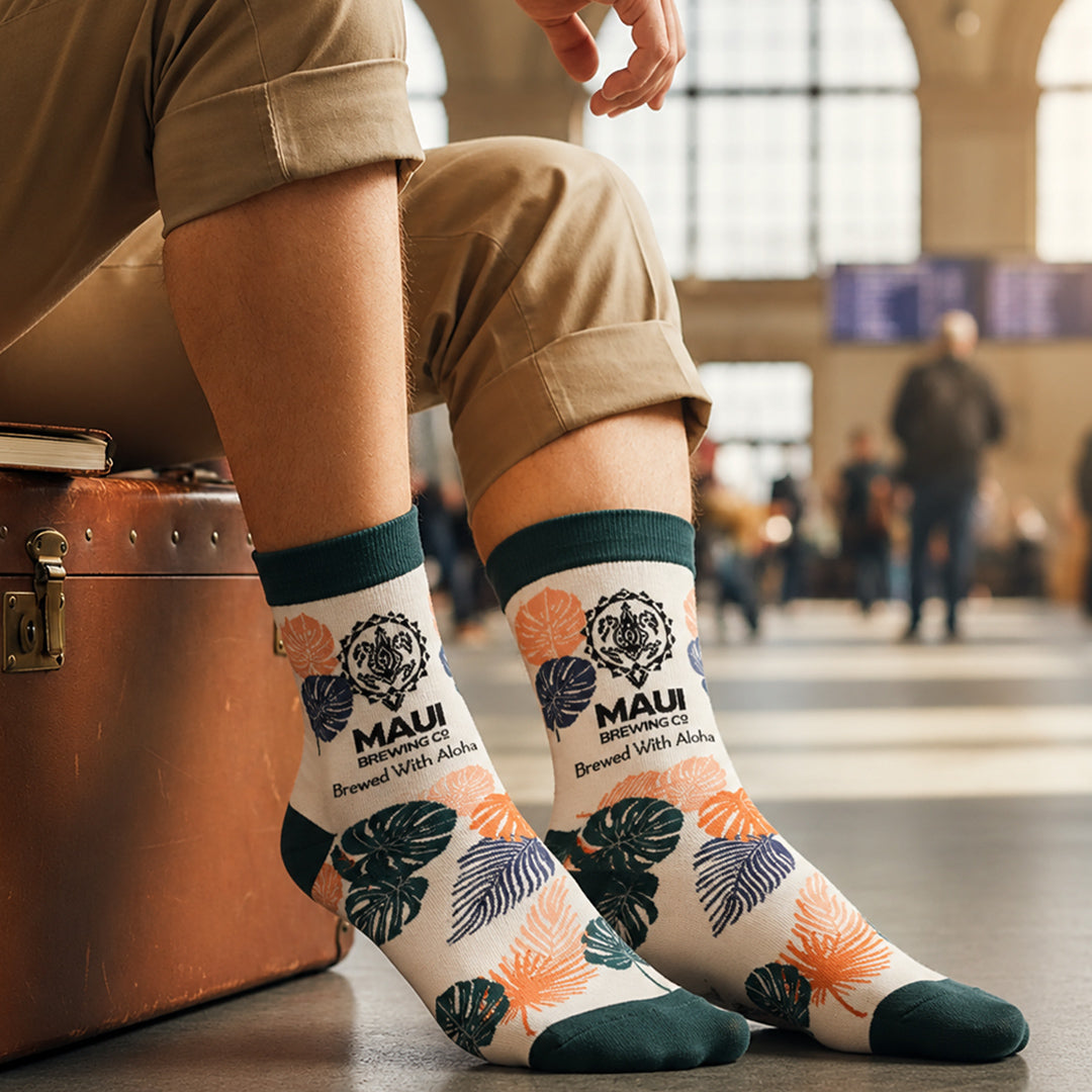Maui Brewing Company Brewed With Aloha Floral Crew Socks