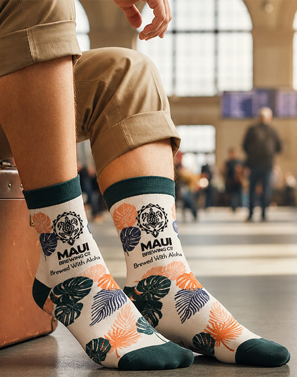 Maui Brewing Company Brewed With Aloha Floral Crew Socks