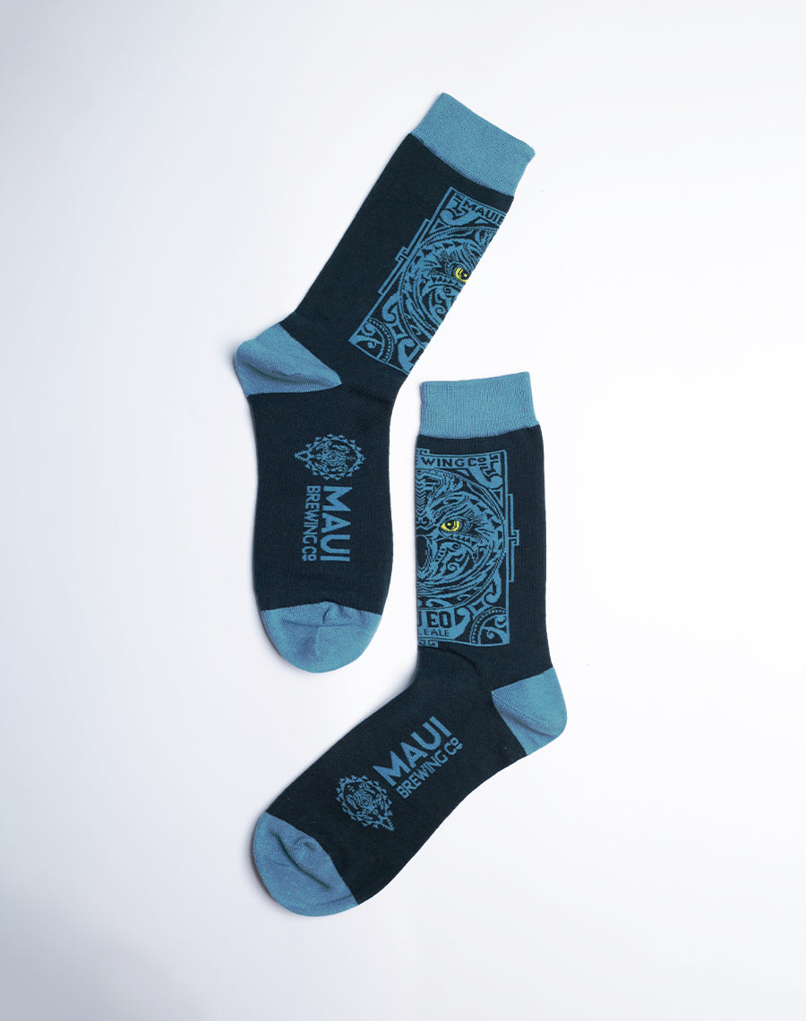 Maui Brewing Company Pueo Pale Ale Crew Socks - Navy Blue Color Socks