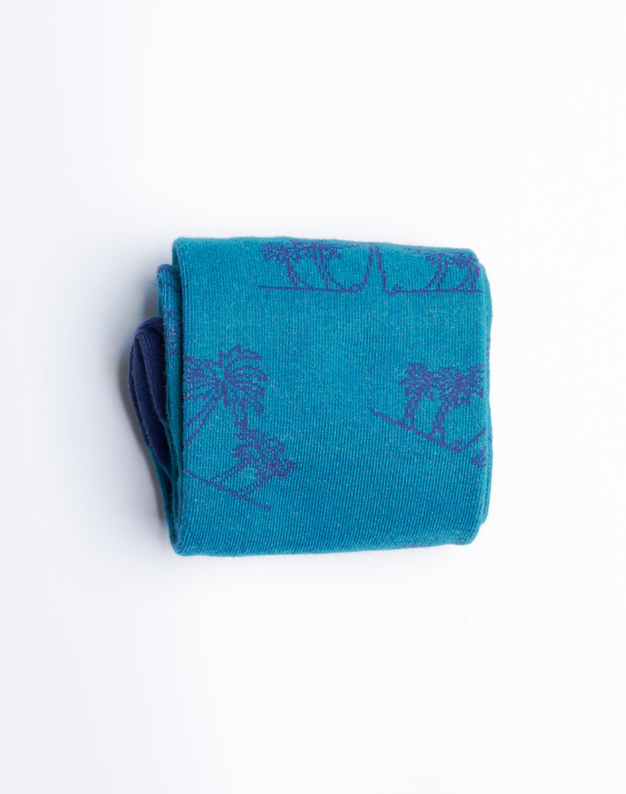 Blue Color Cotton Made Tropical Palm Tree Crew Socks for Men - Maui Brewing Company