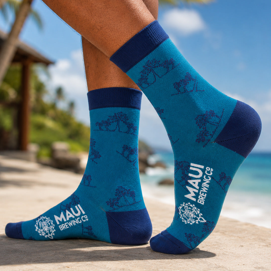 Maui Brewing Company Tropical Palm Tree Crew Socks