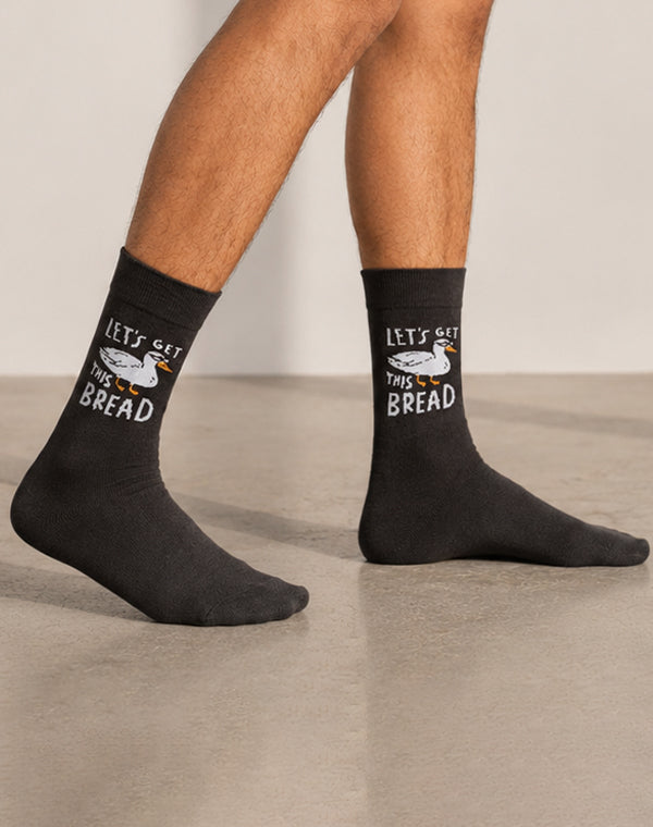 Men's Let's Get This Bread Funny Duck Crew Socks
