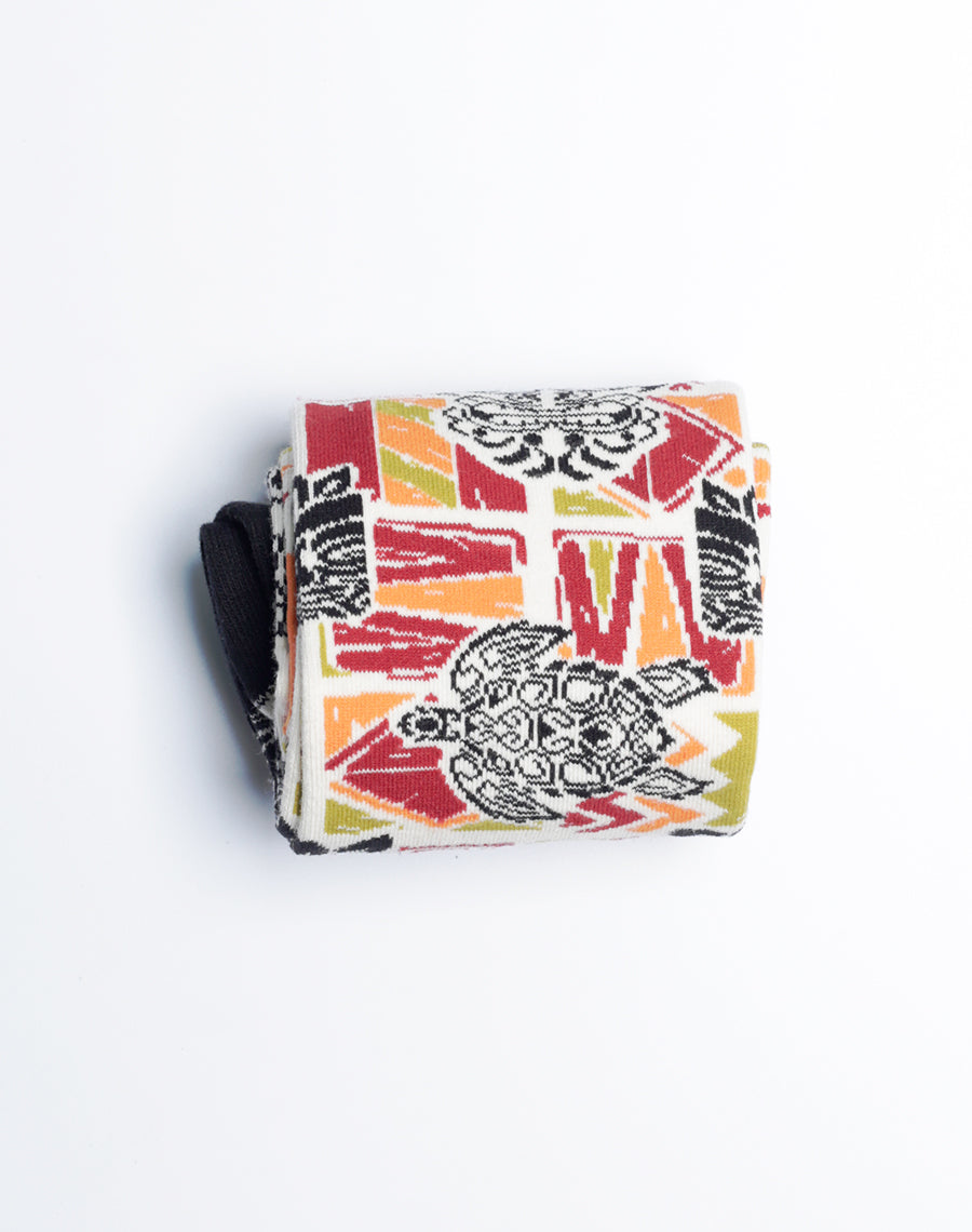 Folded Tribal Mashup Hawaiian Crew Socks for Men - cotton Made