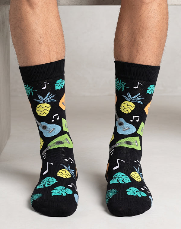 Men's Tropical Ukulele Crew Socks