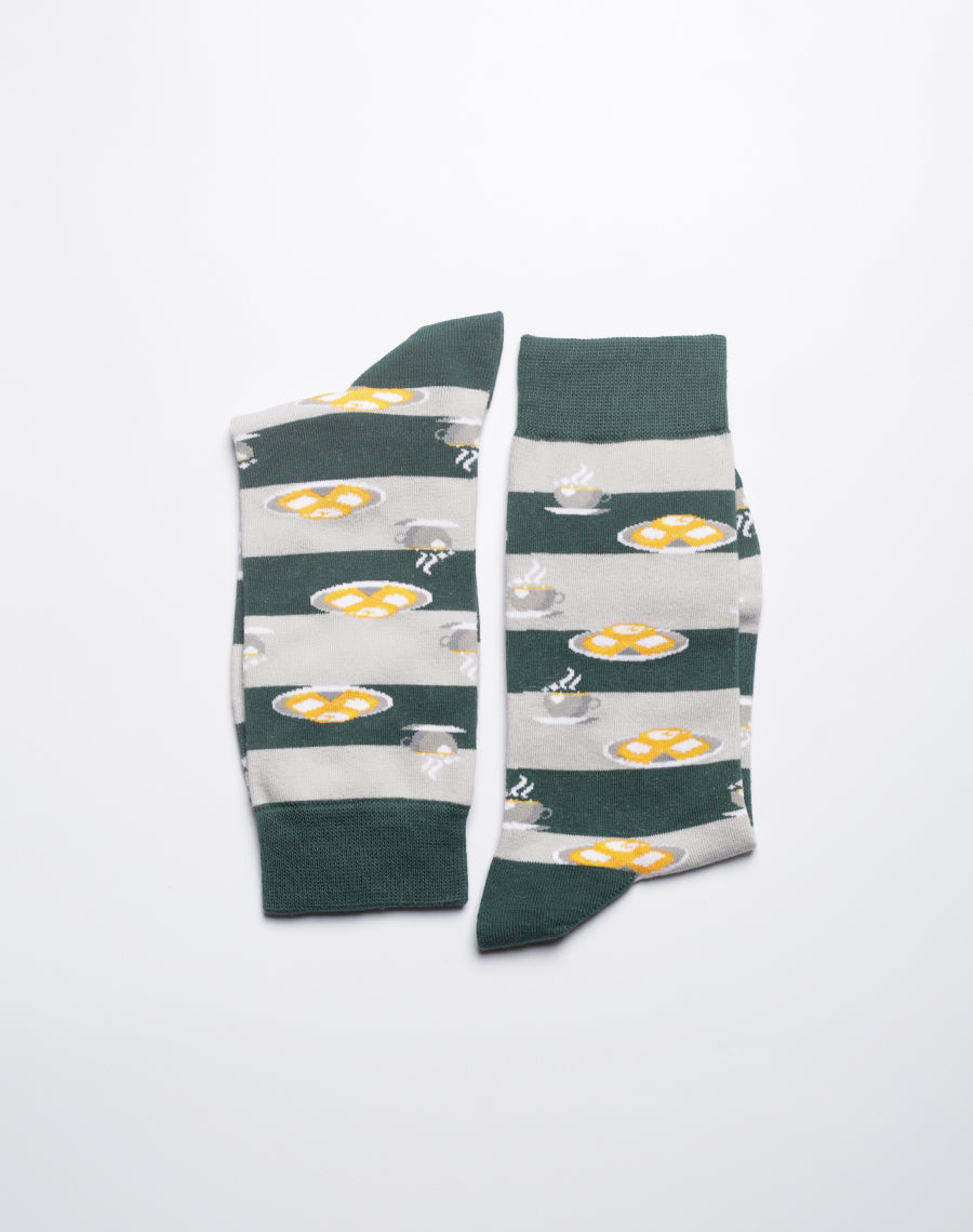 Men's Green socks featuring New Orleans café treats