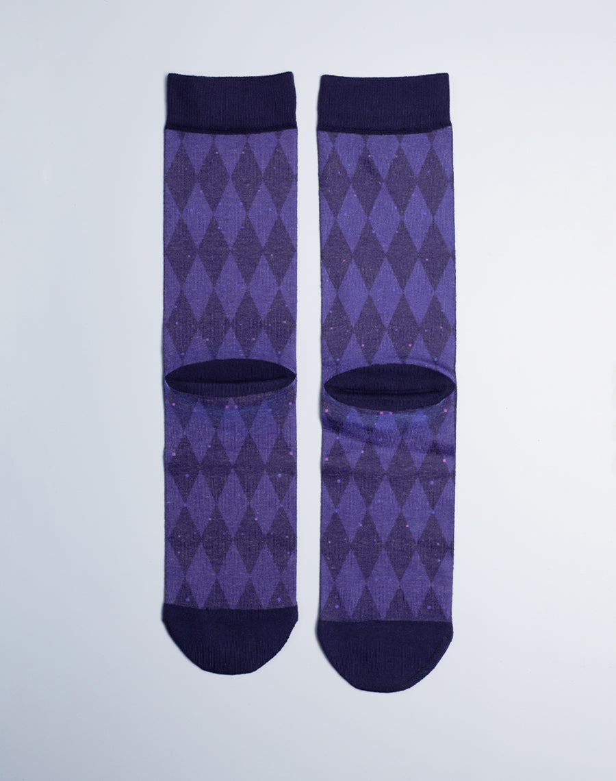 Unisex Mardi Gras Mystique Mask Printed - Purple color - Cotton Made Funny Socks