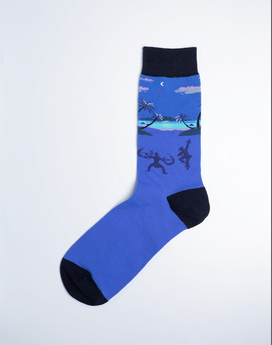 Polynesian Fire Dance Luau Crew Socks for Men - Hawaii Socks