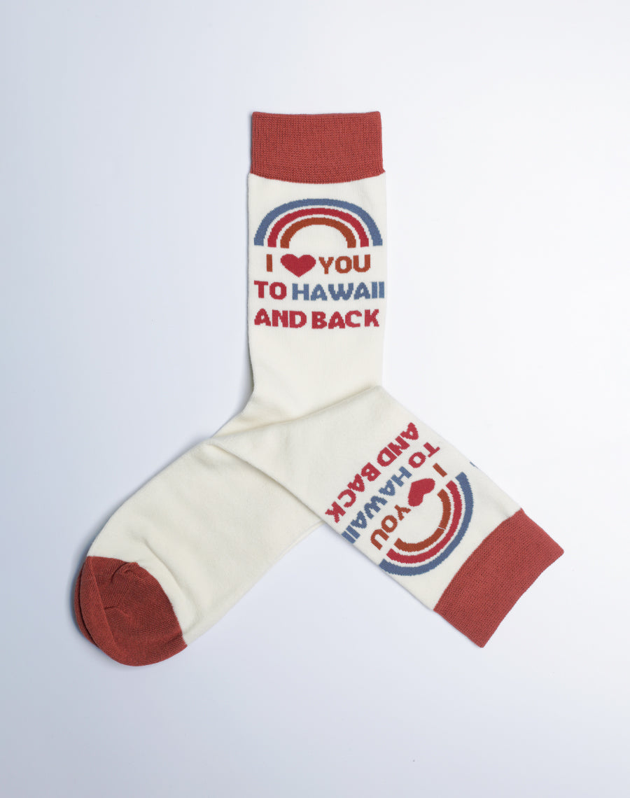 Women's I Love You To Hawaii And Back Crew Socks