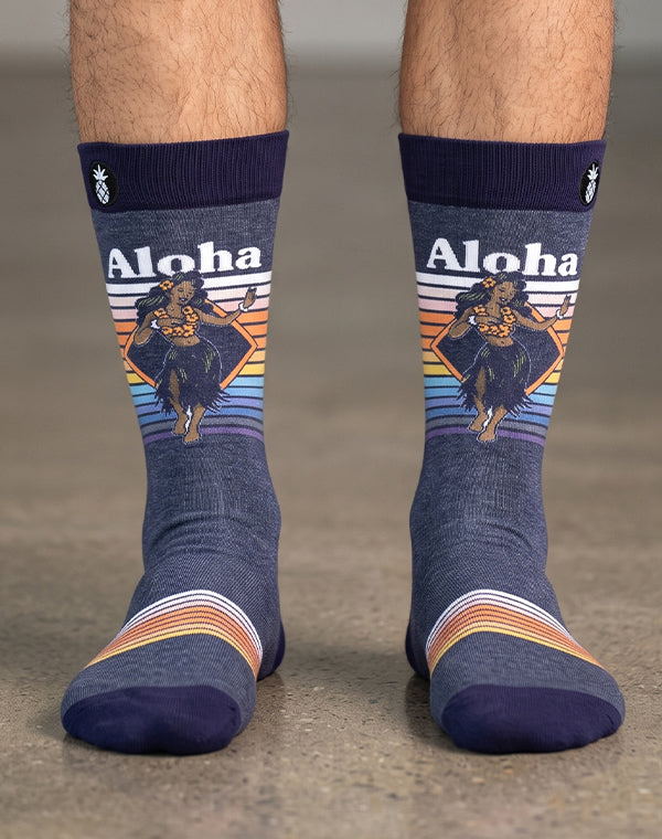 Unisex Retro Hula Aloha Tropical Printed Crew Socks