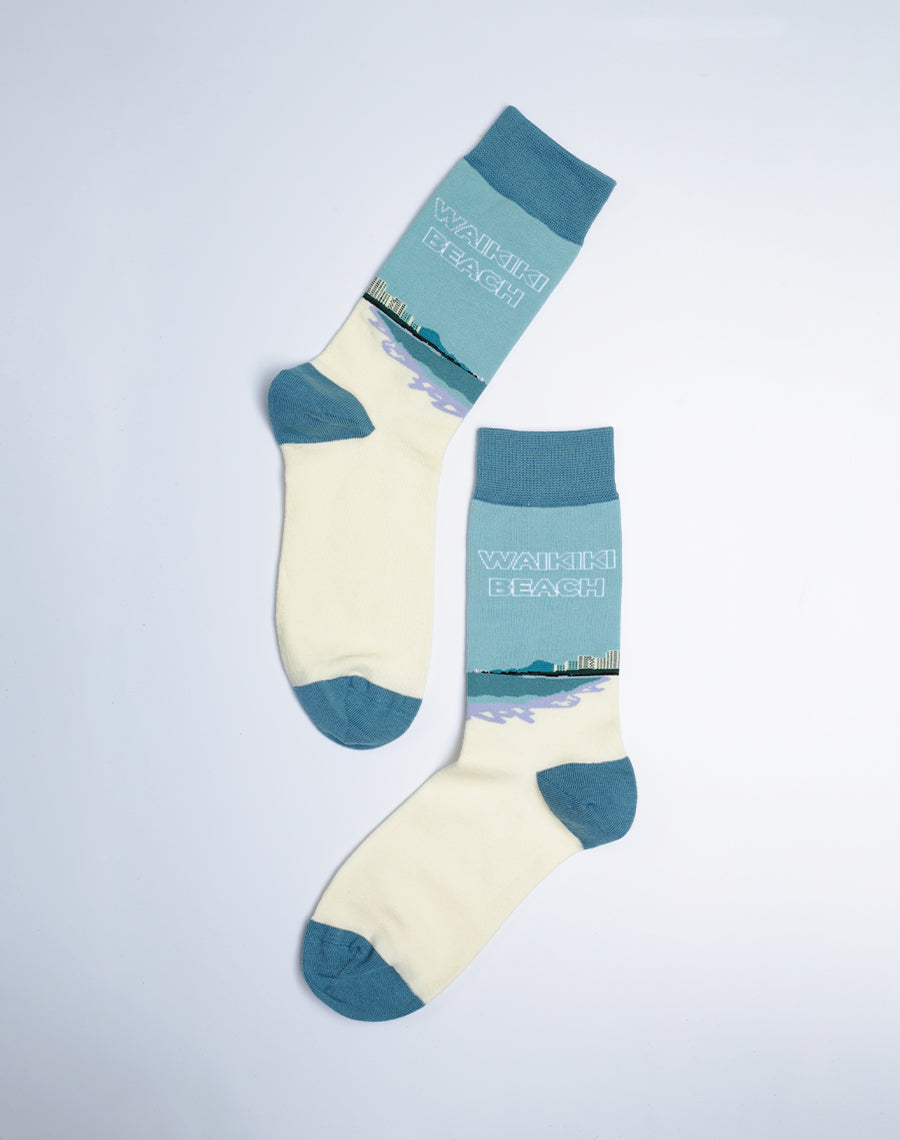 Cotton Made Hawaii Beach Crew Socks for Women